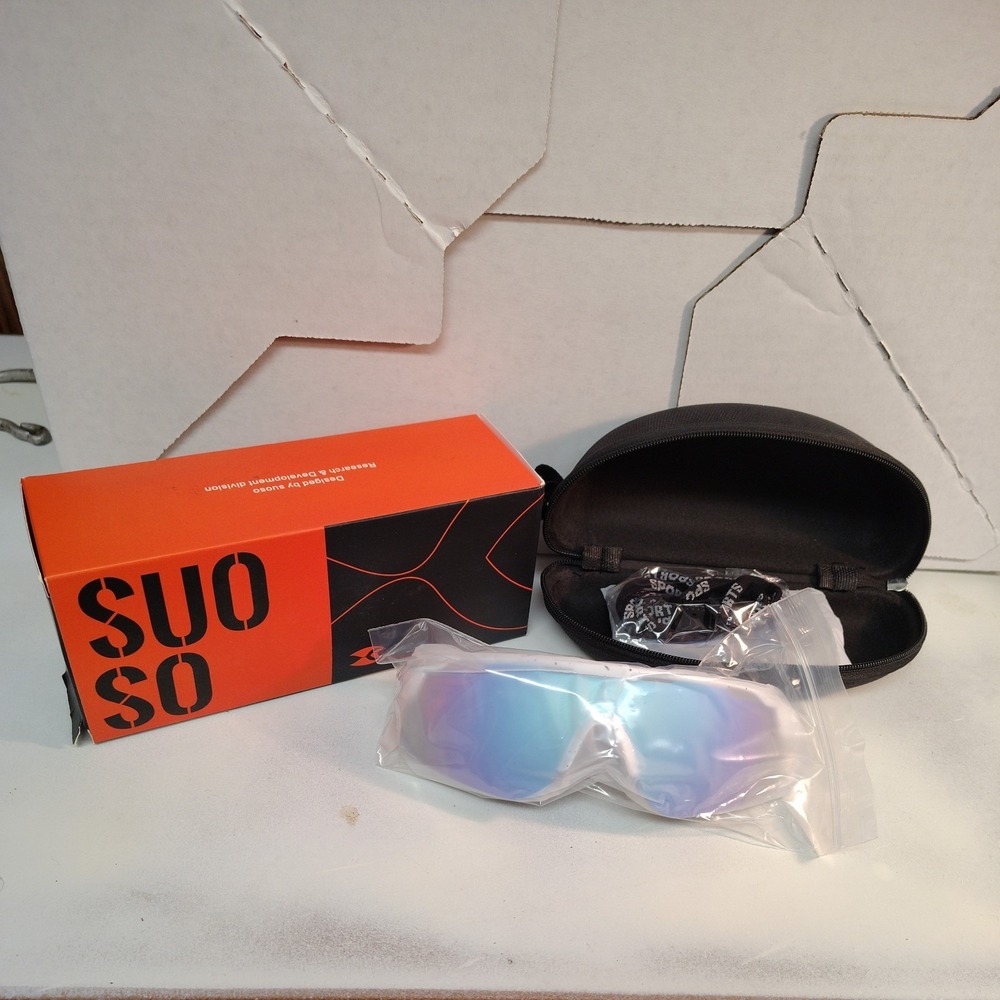 Suoso Sports Polarized Sunglasses for Men UV400 White Black Specks